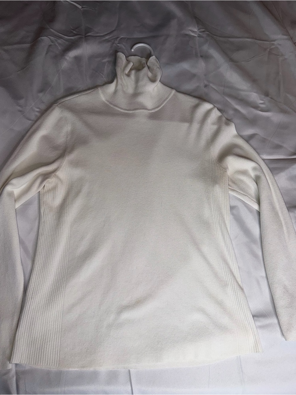 Chico's Cream Rib-Trim Turtleneck Sweater